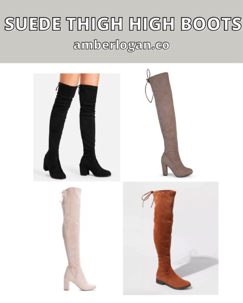 Fall shoe trend, faux suede thigh high boots